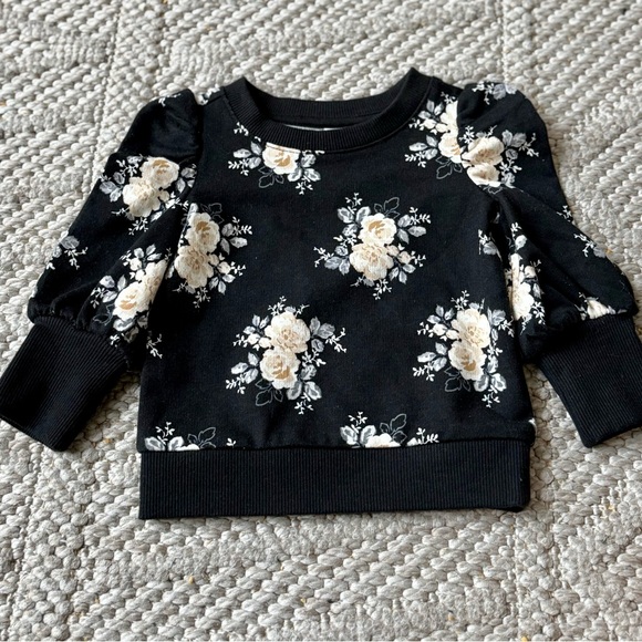 Janie and Jack Black and White Floral Sweater - Picture 1 of 2